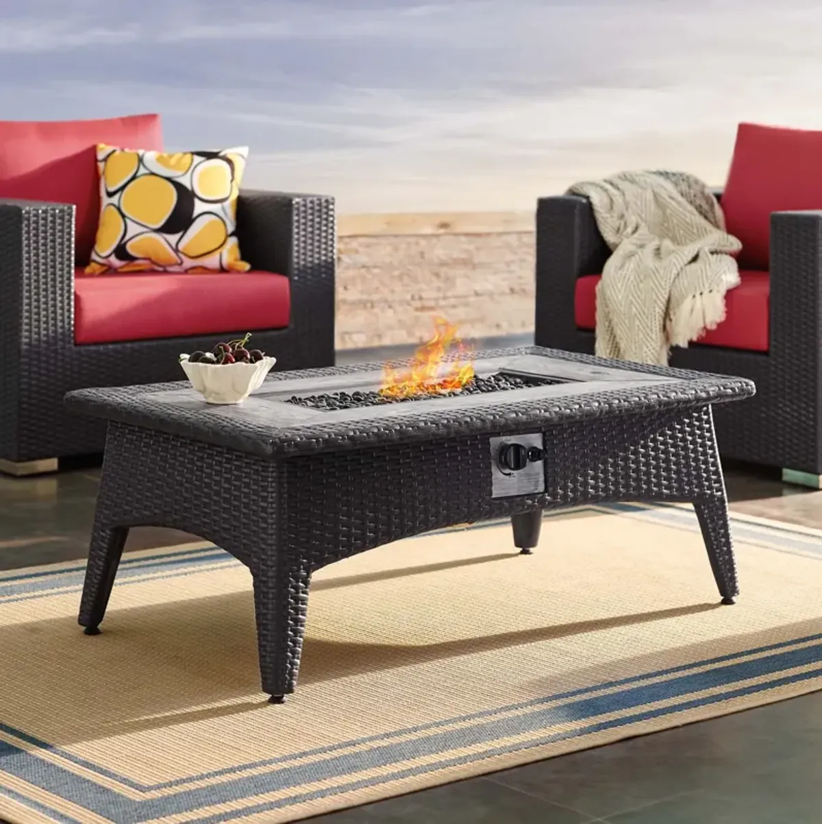 Splendor 43.5" Rectangle Outdoor Patio Fire Pit Table