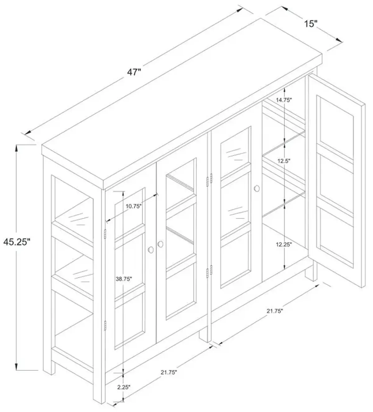 Sable 4-door Display Accent Cabinet White