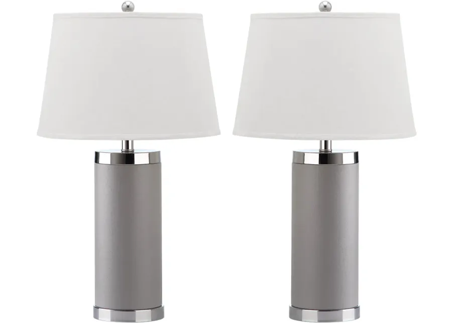 Leather Column Table Lamps - Set of 2