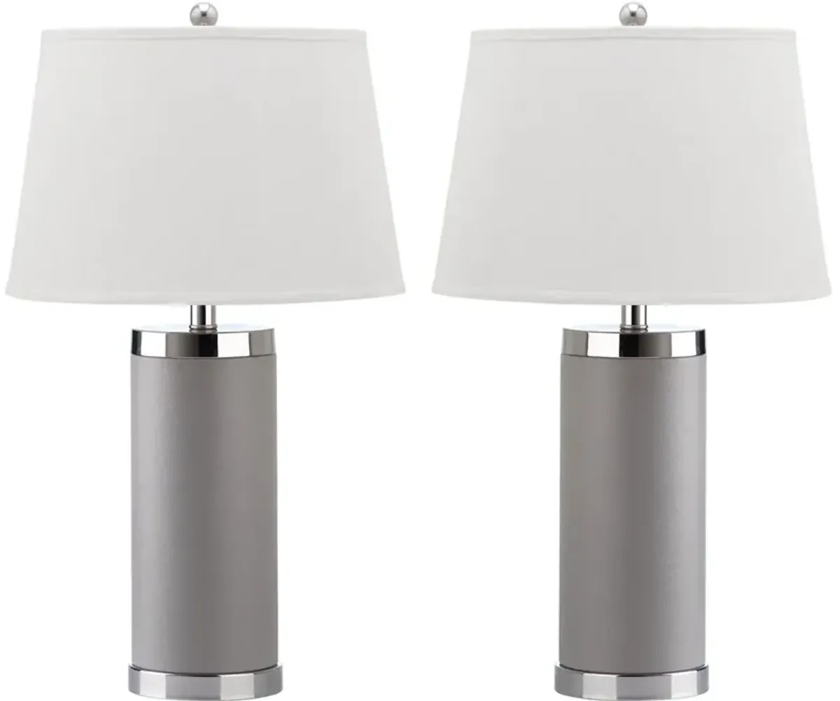 Leather Column Table Lamps - Set of 2