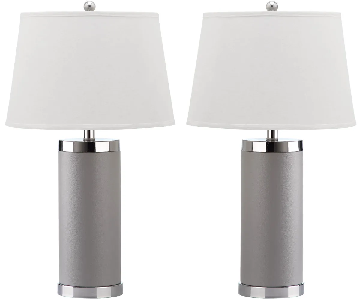 Leather Column Table Lamps - Set of 2