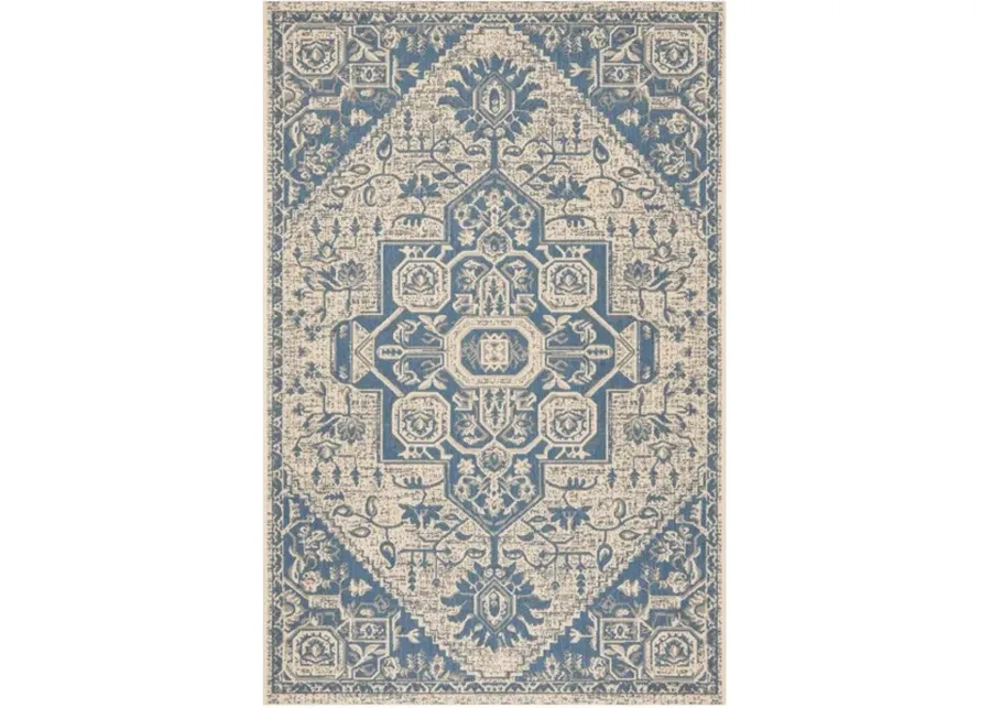 LINDEN 138 Collection LND138M-4 Blue / Creme 4' X 6'