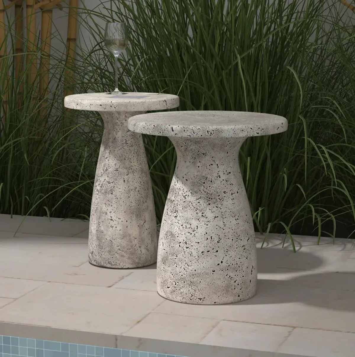 Collins 16" Round Concrete Outdoor Accent Table  