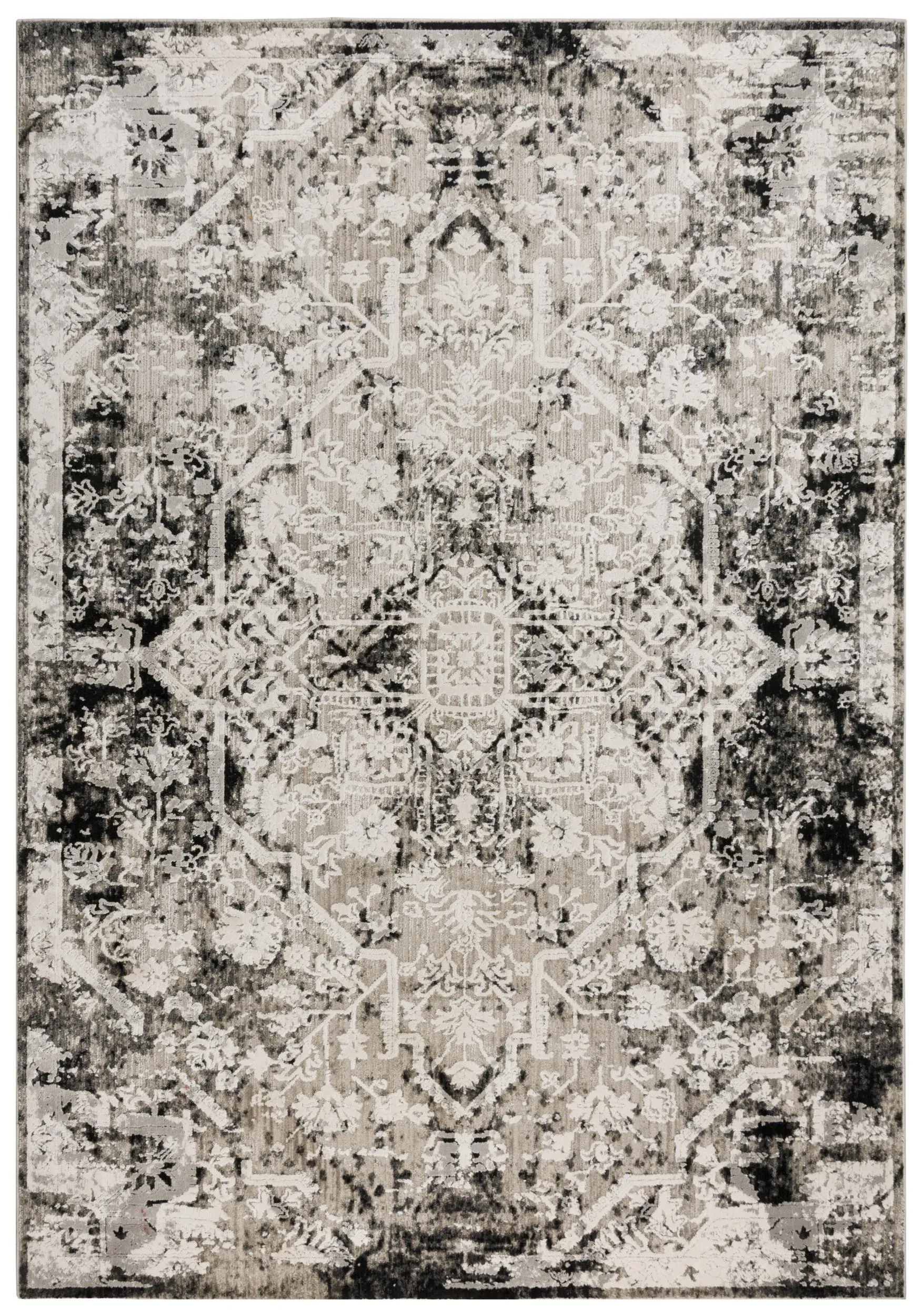 Calabria Natural Medallion Polyester 5'3" x 7'6" Rectangle Rug