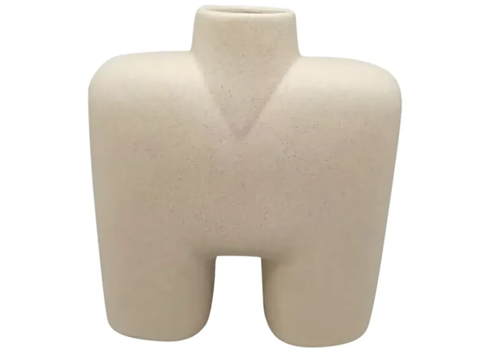 Cer, 7" Square Shape Vase, Ivory