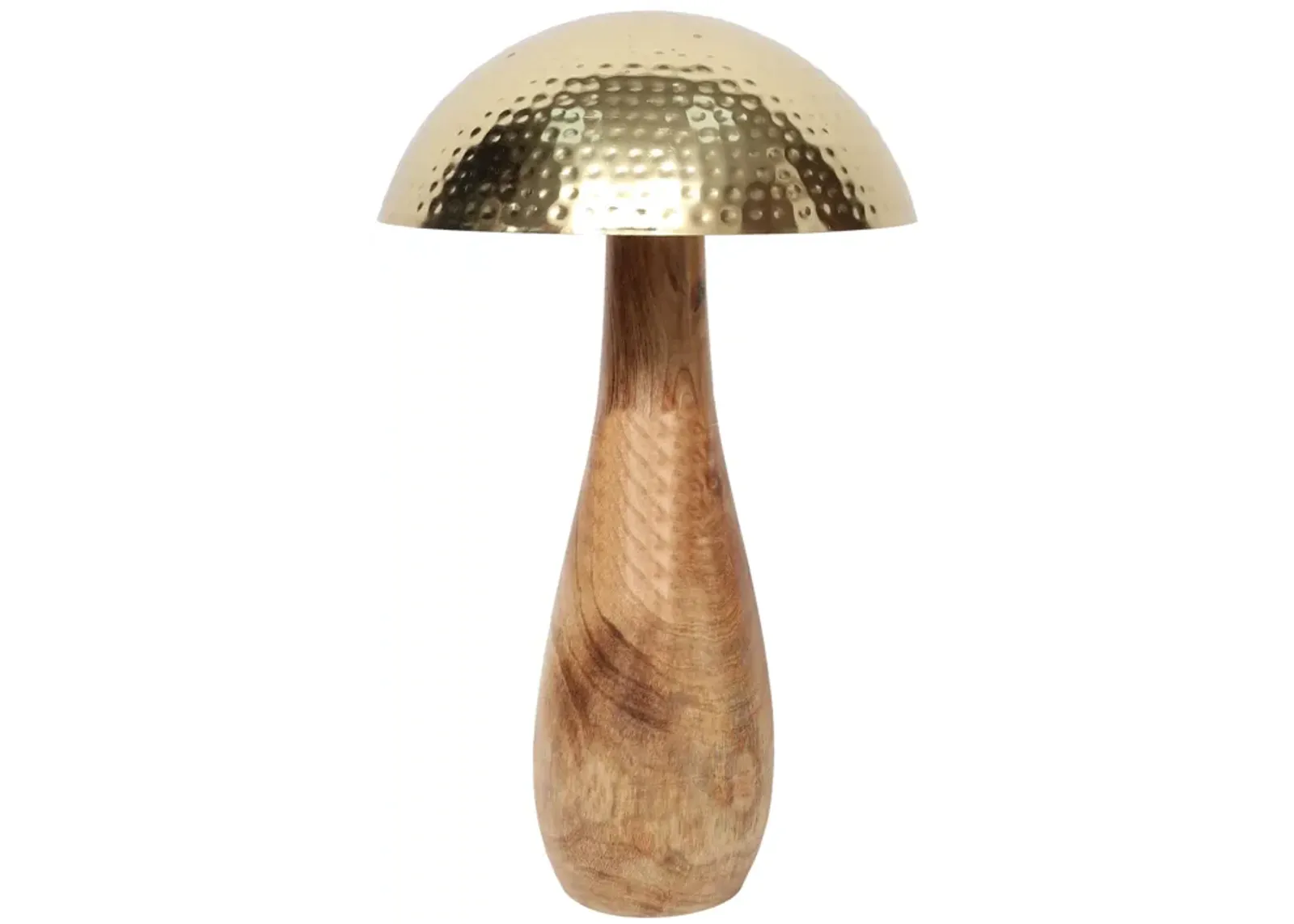 Metal, 28" Mushroom W/ Wood Base, Gold