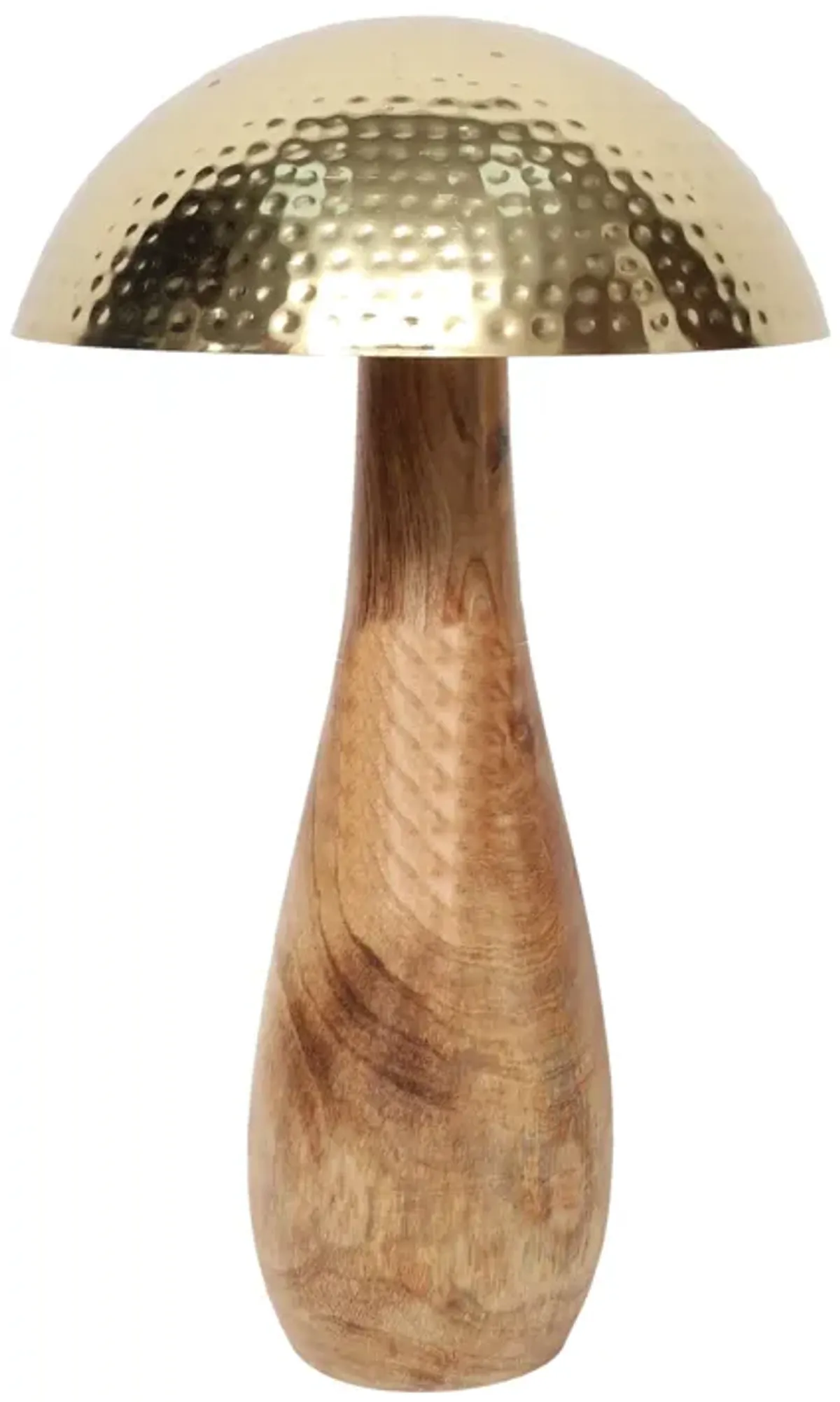 Metal, 28" Mushroom W/ Wood Base, Gold