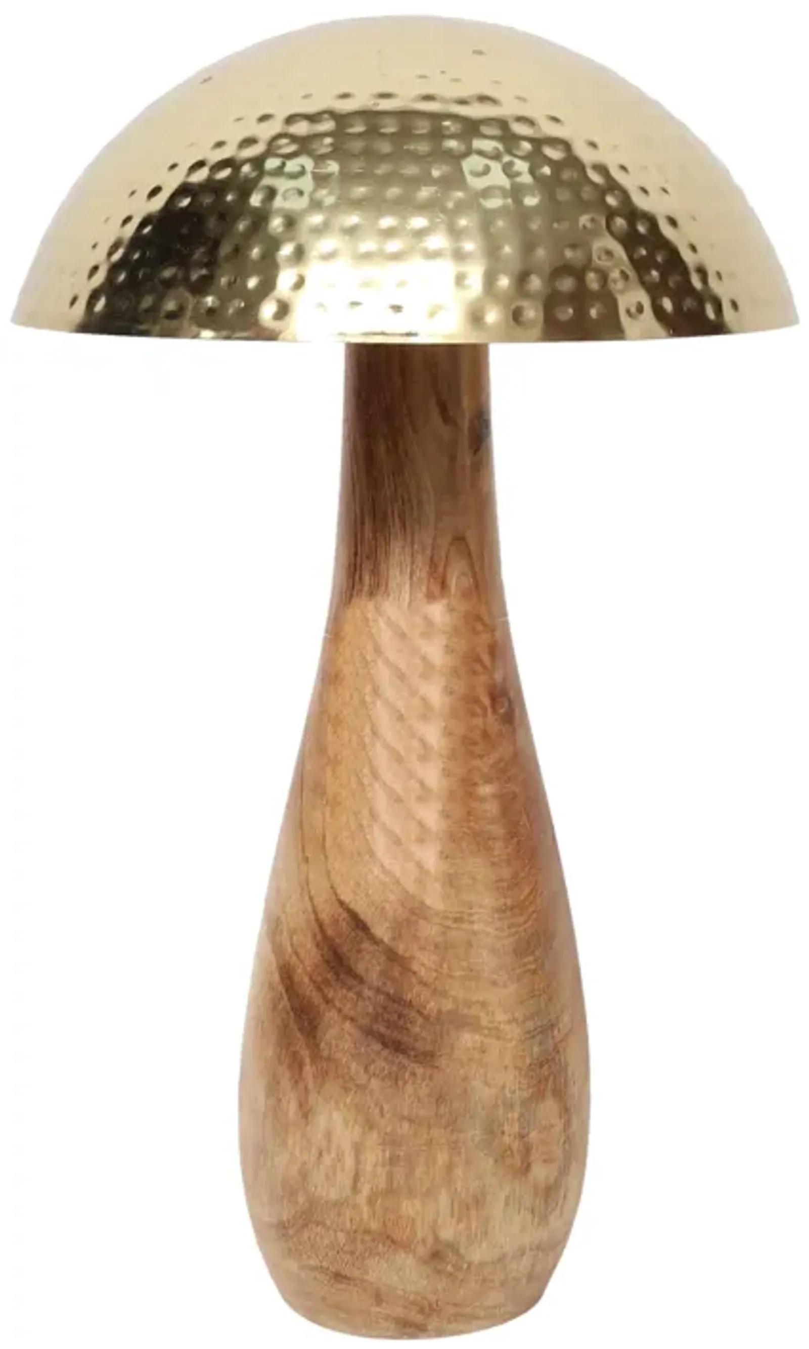 Metal, 28" Mushroom W/ Wood Base, Gold