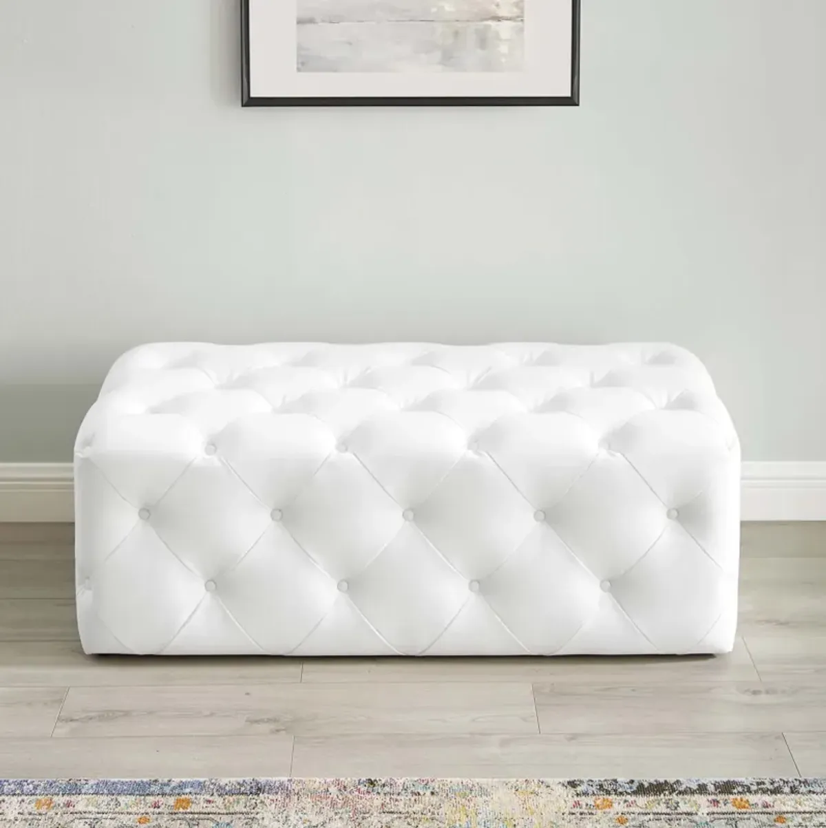 Amour 48" Tufted Button Entryway Faux Leather Bench