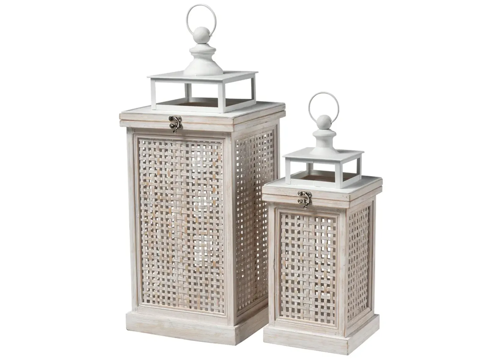 Paley Lantern - Set of 2 Weathered White