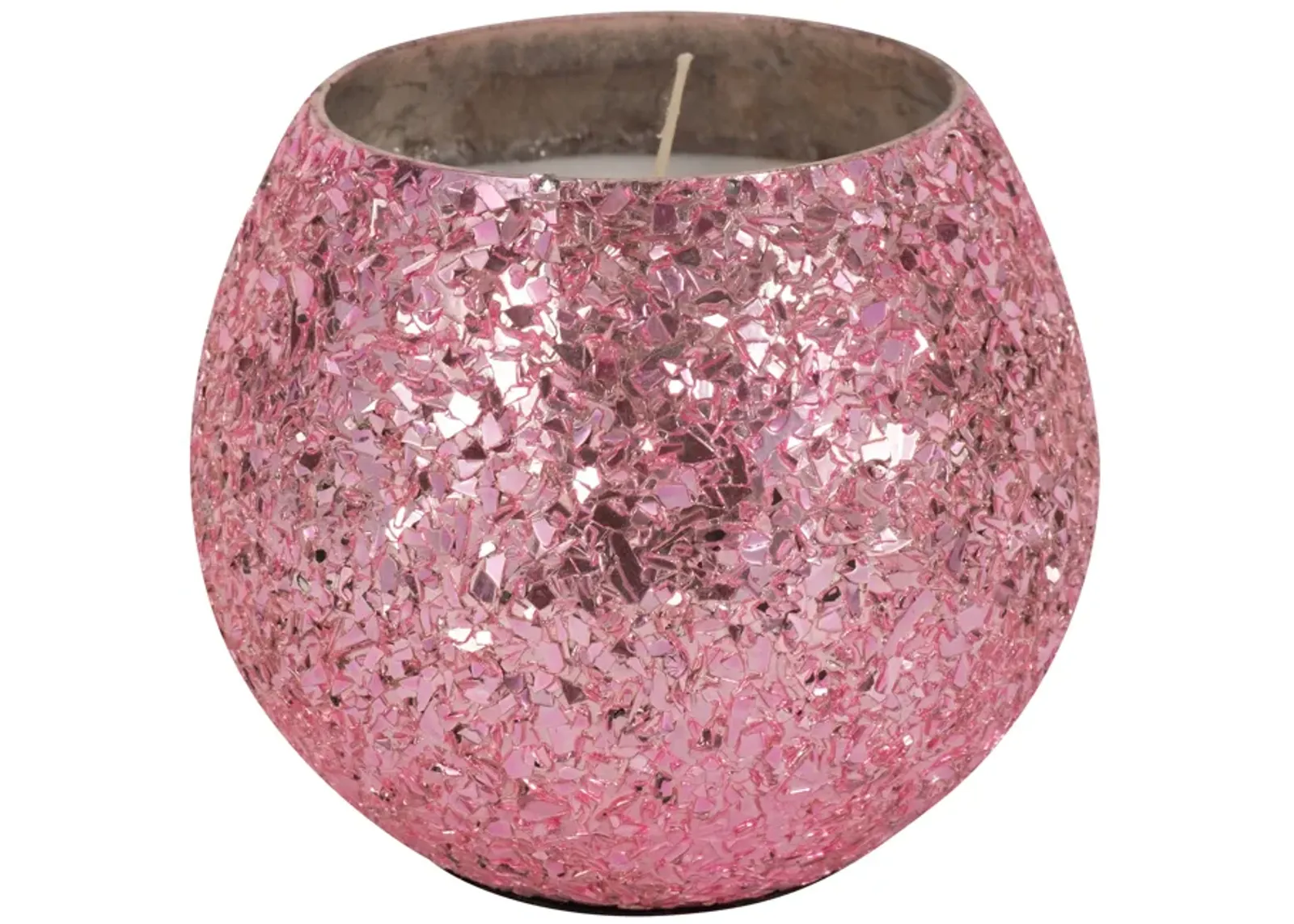 Glass, 4" 11 Oz Crackled Scented Candle, Pink