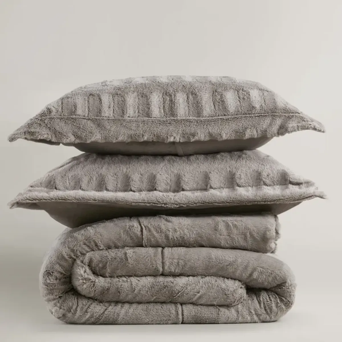 Solid Faux Fur Comforter Mini Set