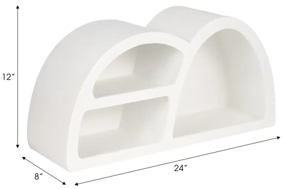 24" Long Curved 3-shelf Wall Storage, White