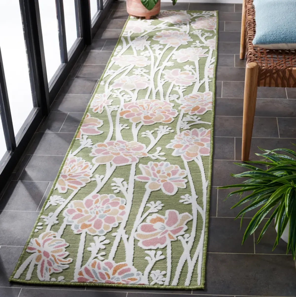 Cabana Collection CBN486Y Green / Pink Rug 