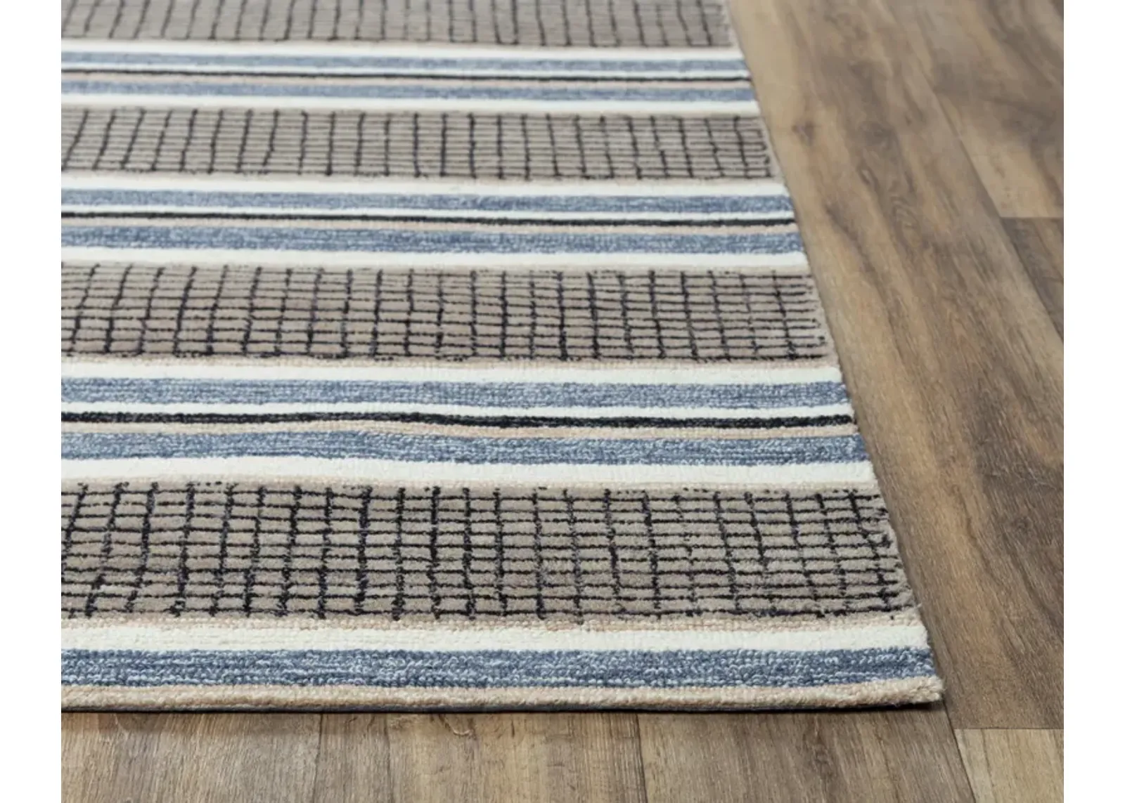 Katana Brown/Gray Stripe Wool 2'6" x 8' Runner Rug