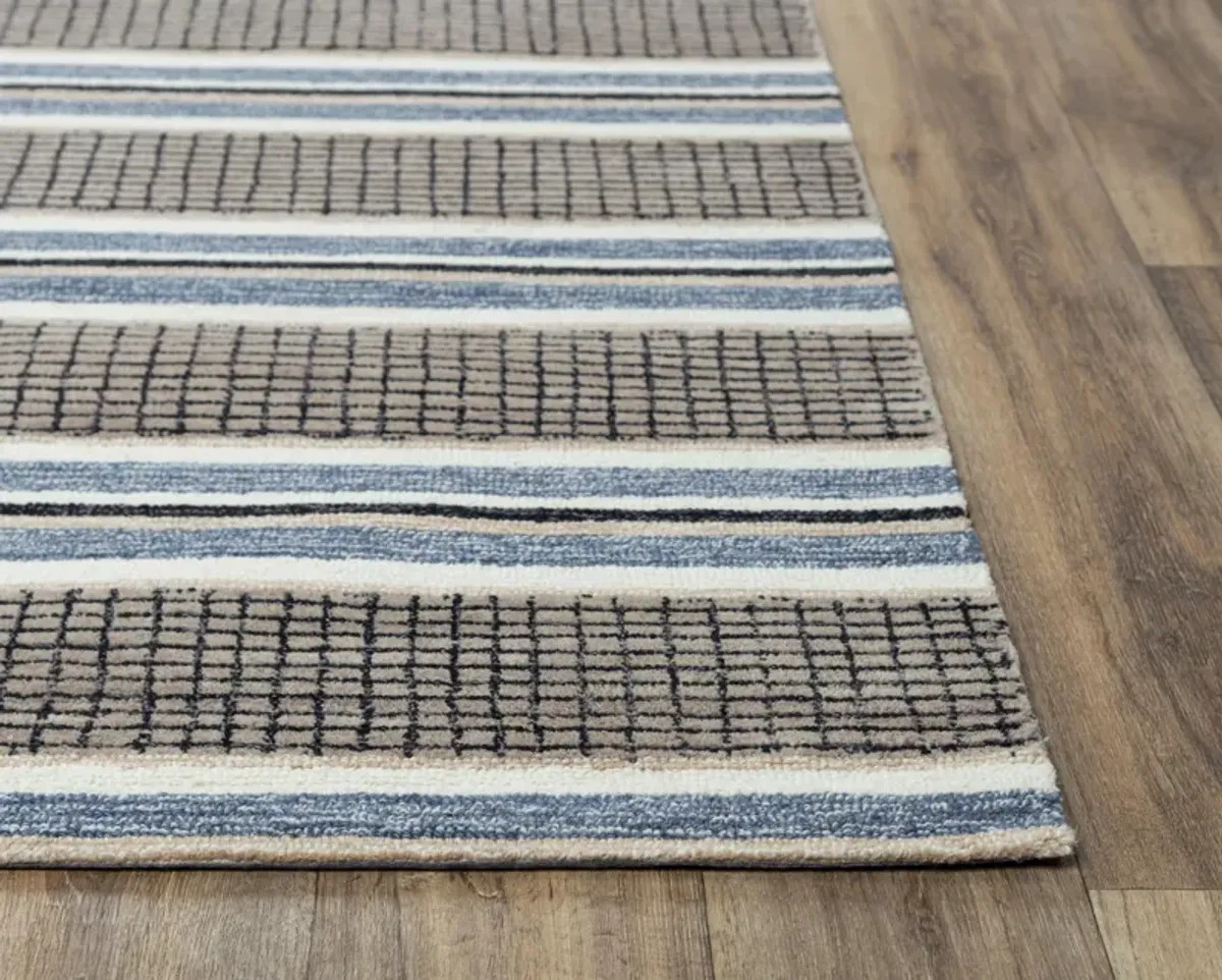 Katana Brown/Gray Stripe Wool 2'6" x 8' Runner Rug