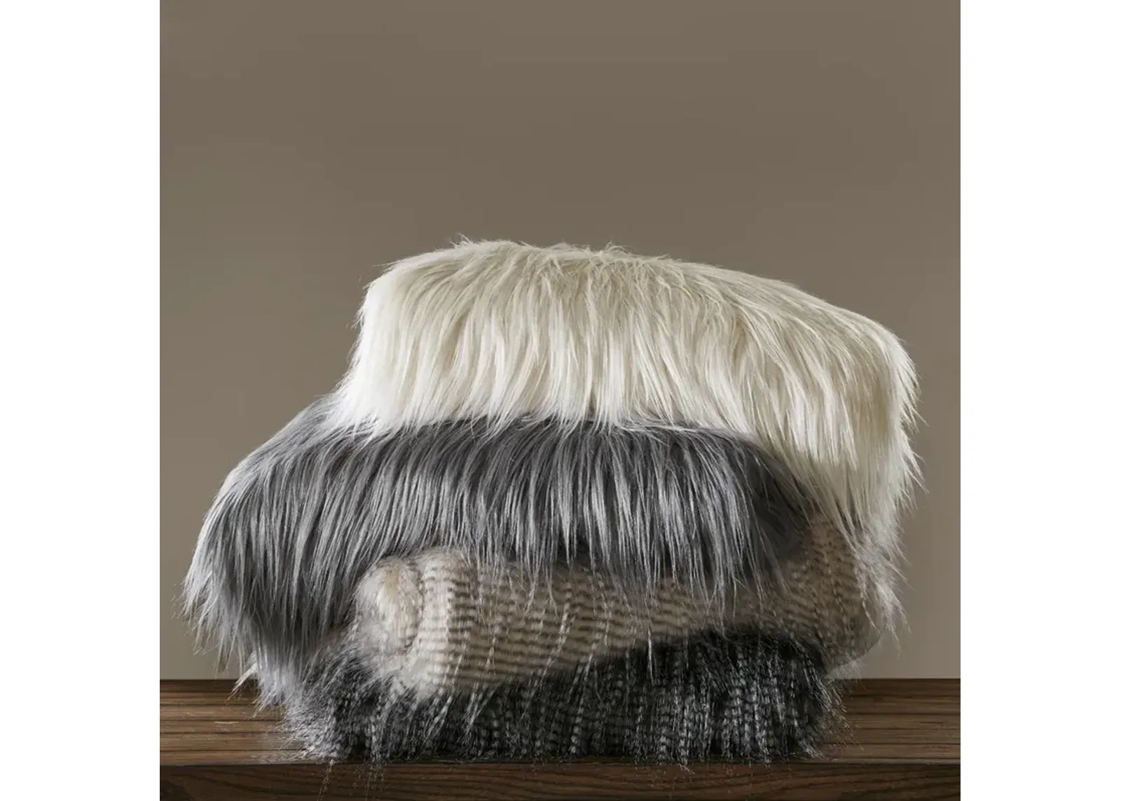 Madison Park Edina Natural Faux Fur Throw