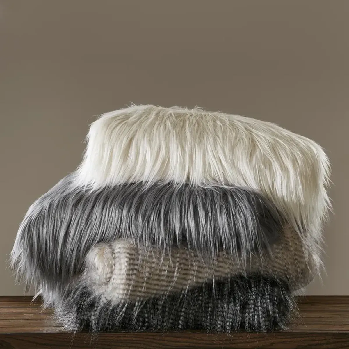 Madison Park Edina Natural Faux Fur Throw