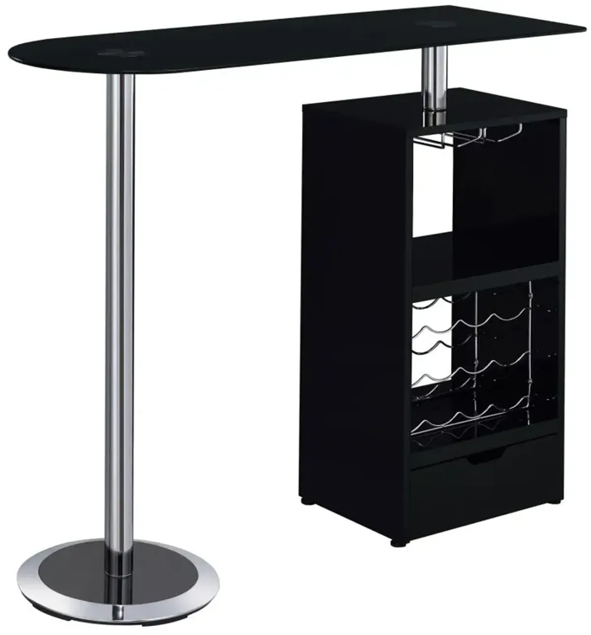 Koufax 1-drawer Bar Table Glossy Black