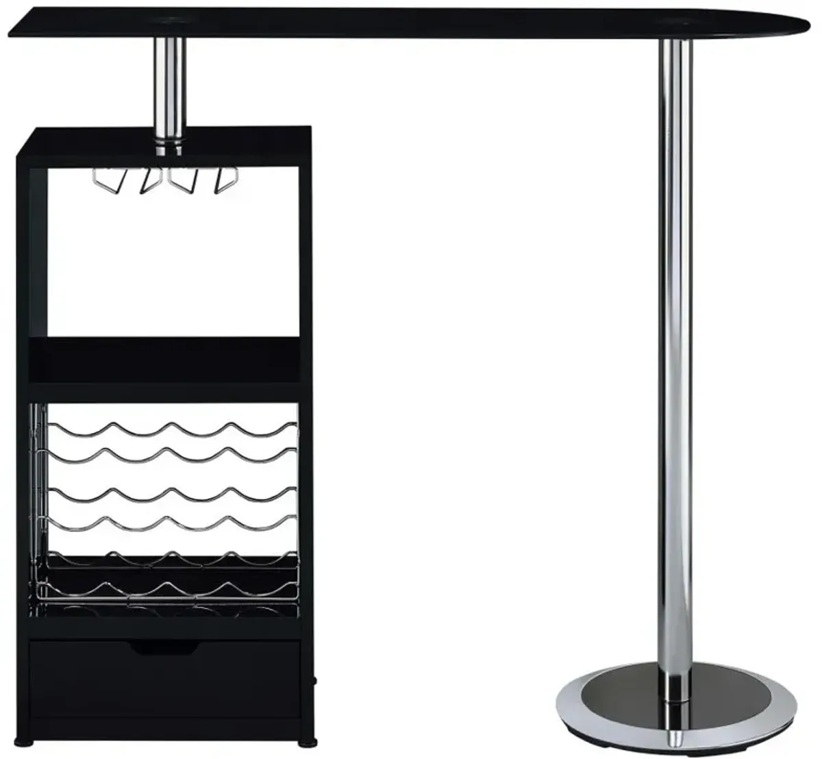 Koufax 1-drawer Bar Table Glossy Black