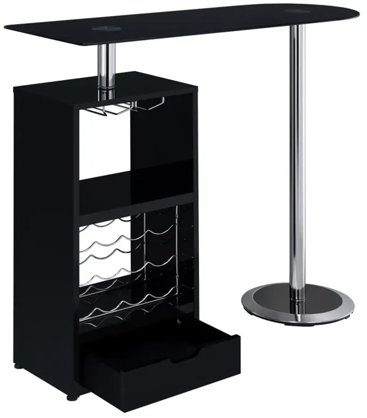 Koufax 1-drawer Bar Table Glossy Black