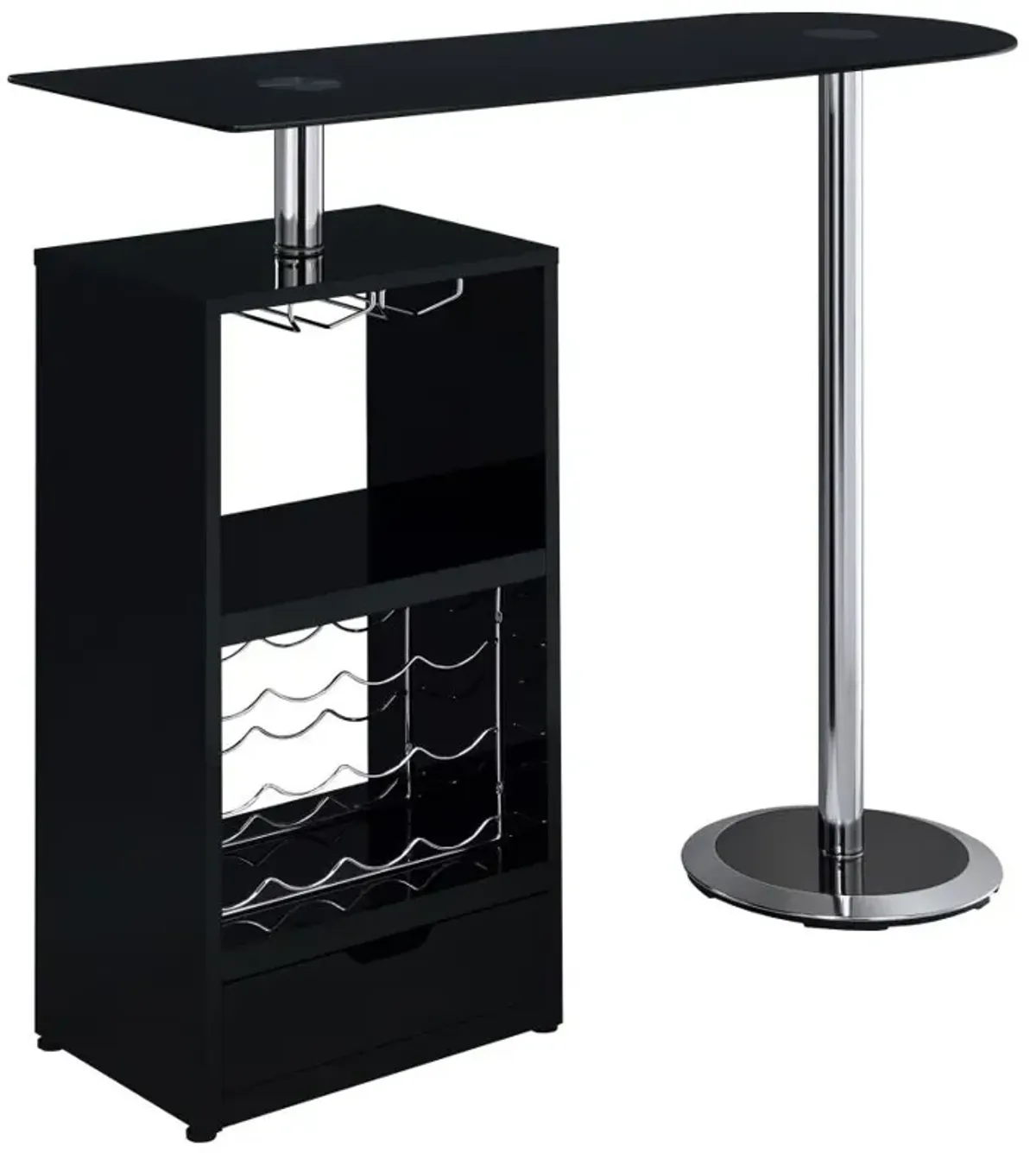 Koufax 1-drawer Bar Table Glossy Black