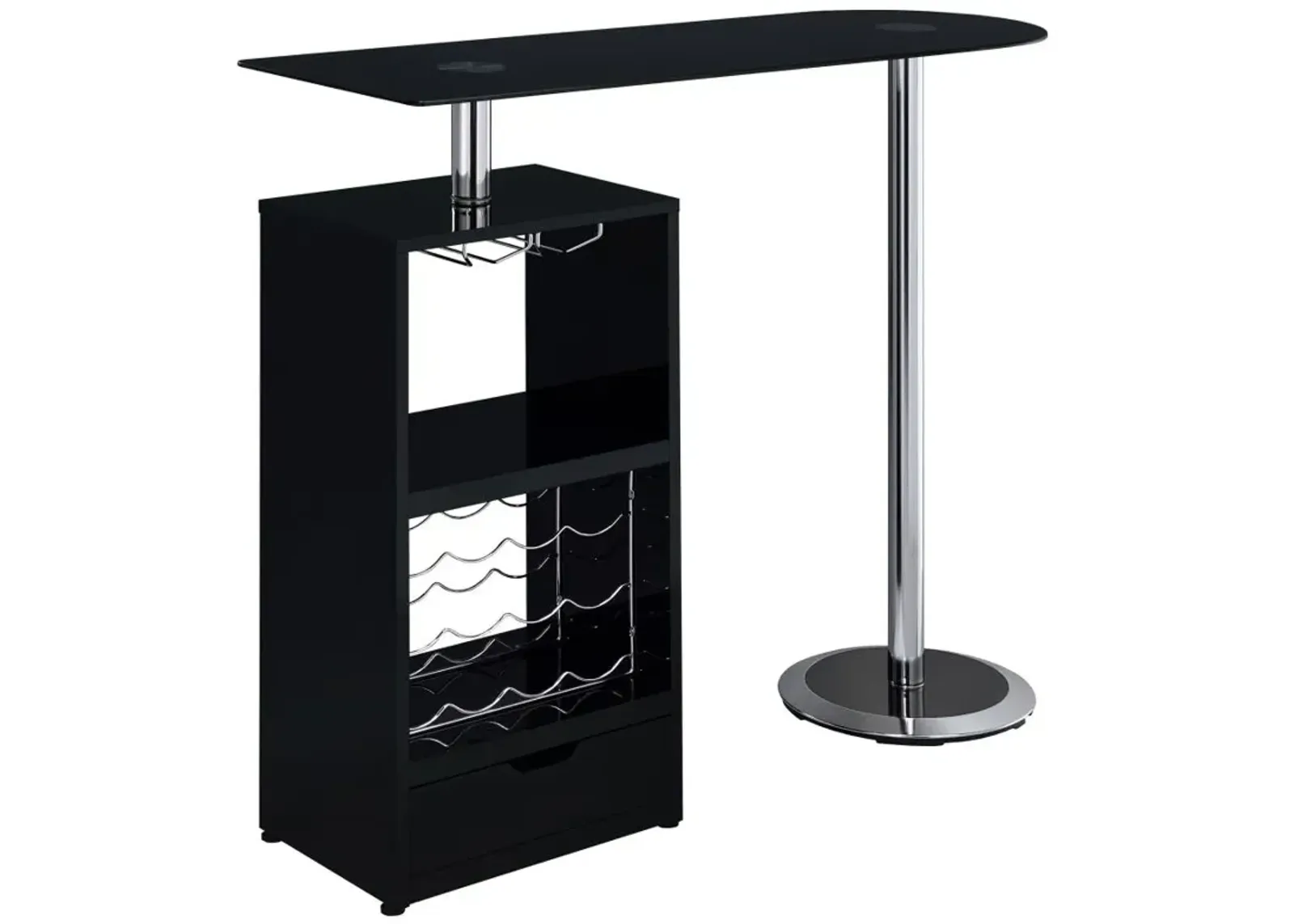 Koufax 1-drawer Bar Table Glossy Black