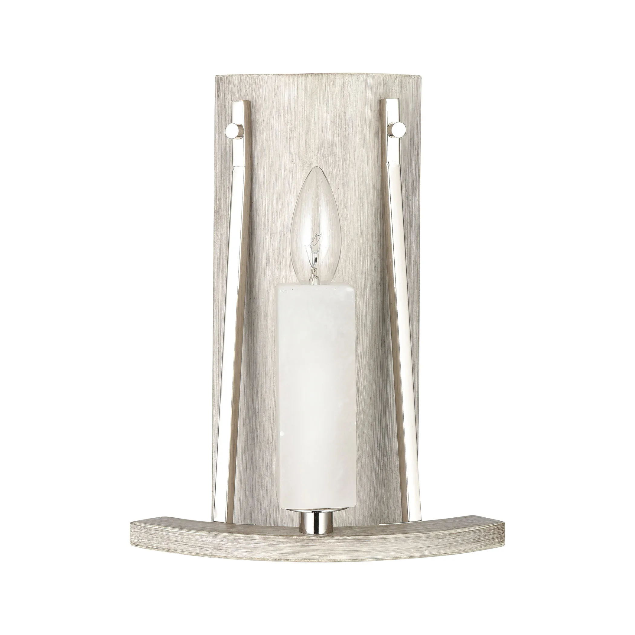 White Stone 12" High 1-Light Sconce - Polished Nickel