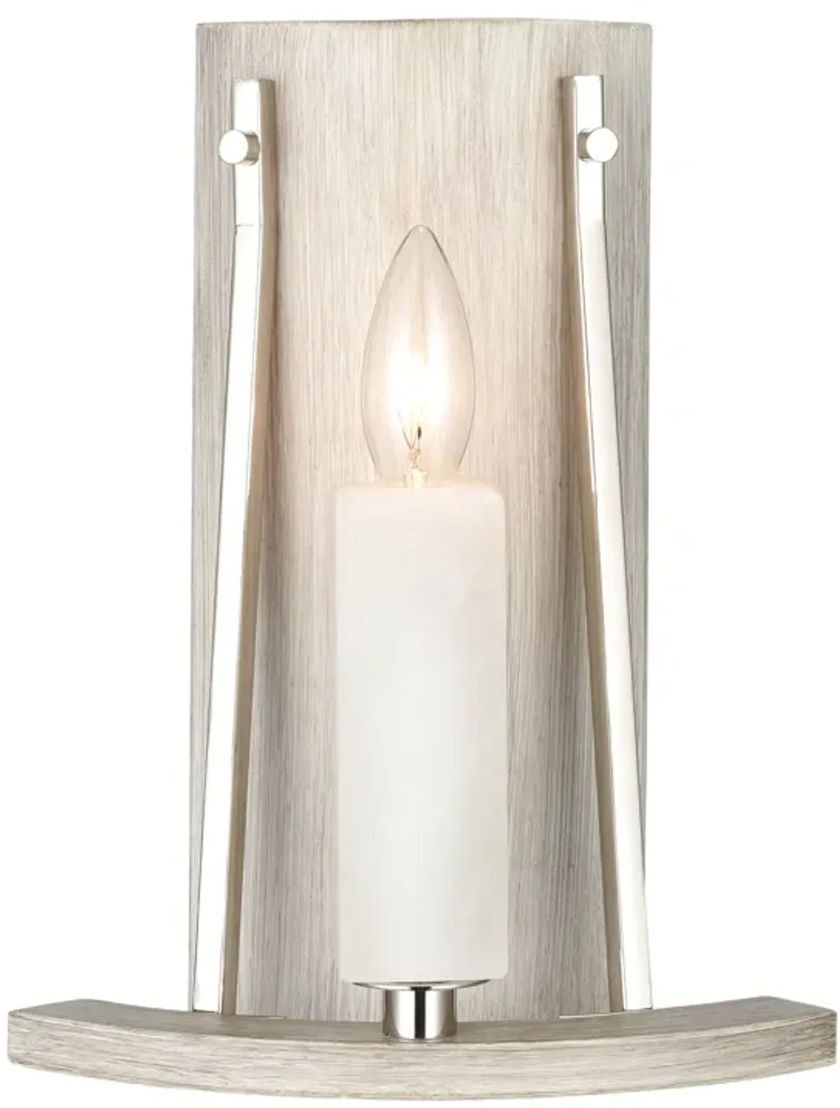 White Stone 12" High 1-Light Sconce - Polished Nickel