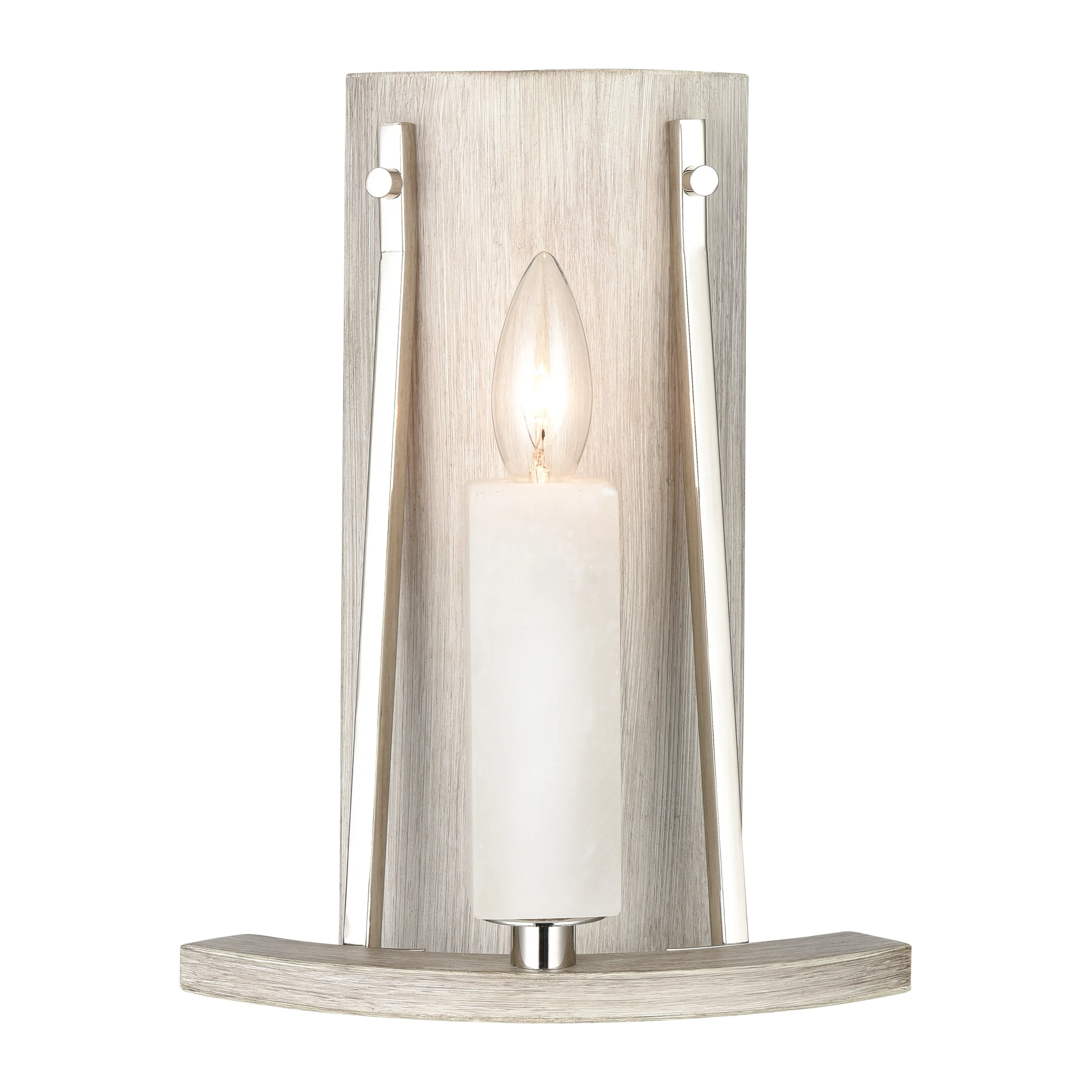 White Stone 12" High 1-Light Sconce - Polished Nickel