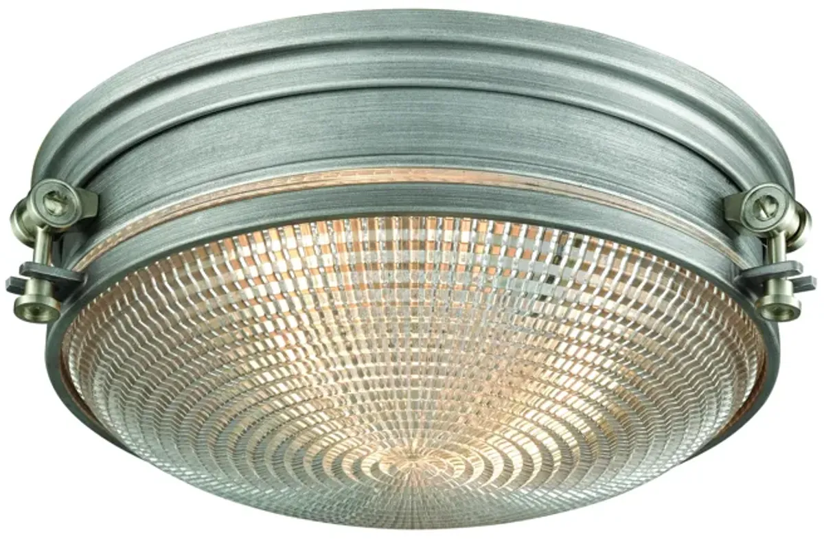 Sylvester 14" Wide 2-Light Flush Mount - Weathered Zinc