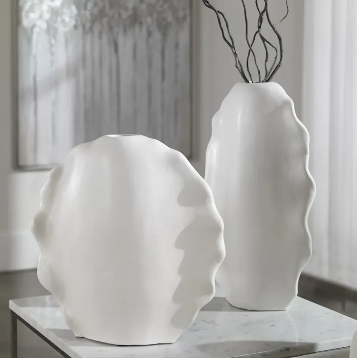 Ruffled Feathers Modern Vases - Set of 2