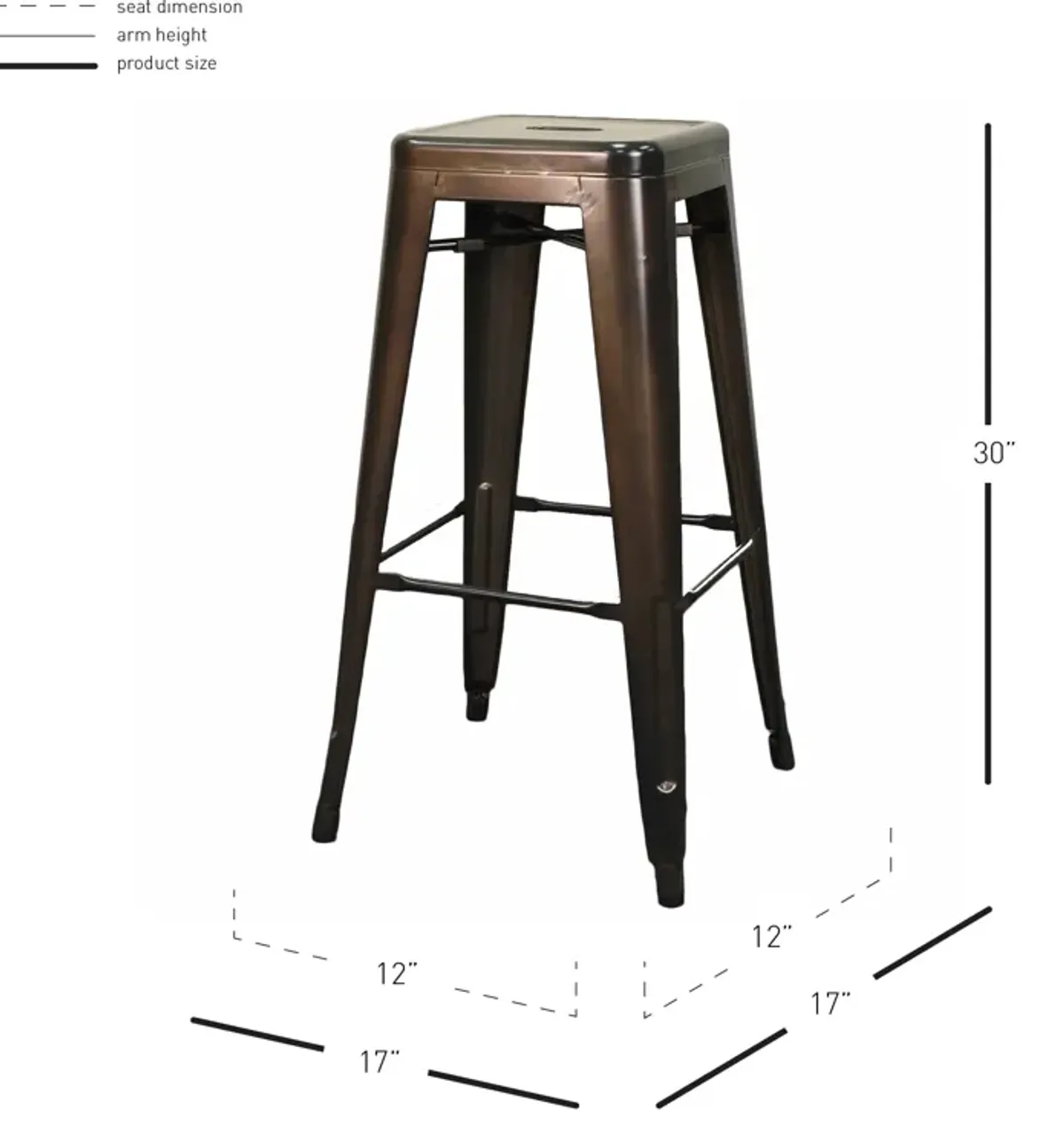 Metropolis Metal Backless Bar Stool, Gunmetal (Set of 4)