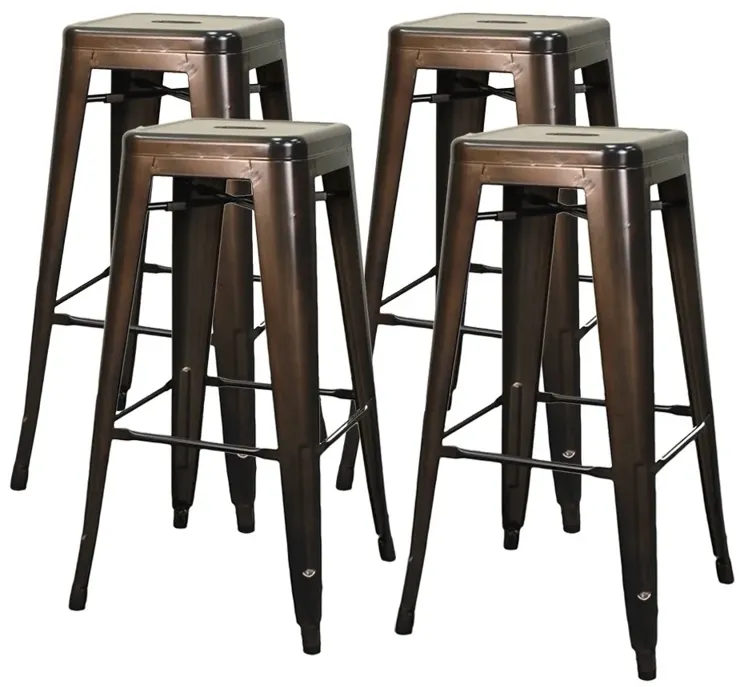 Metropolis Metal Backless Bar Stool, Gunmetal (Set of 4)