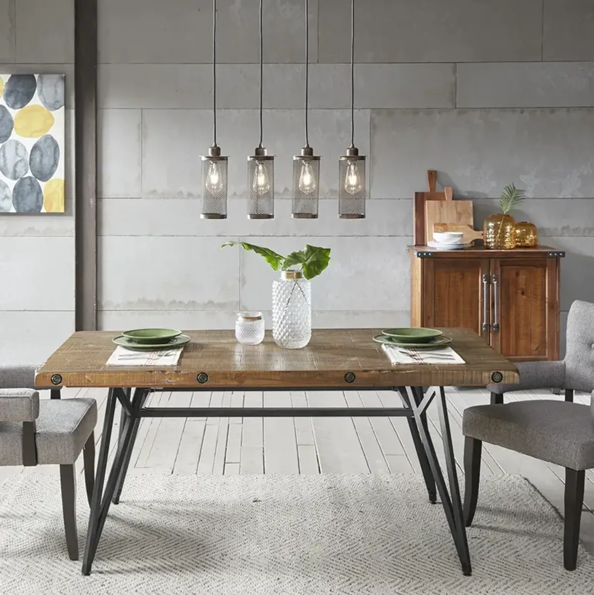 INK+IVY Trestle Reclaimed Brown/ Gun Metal Dining/ Gathering Table