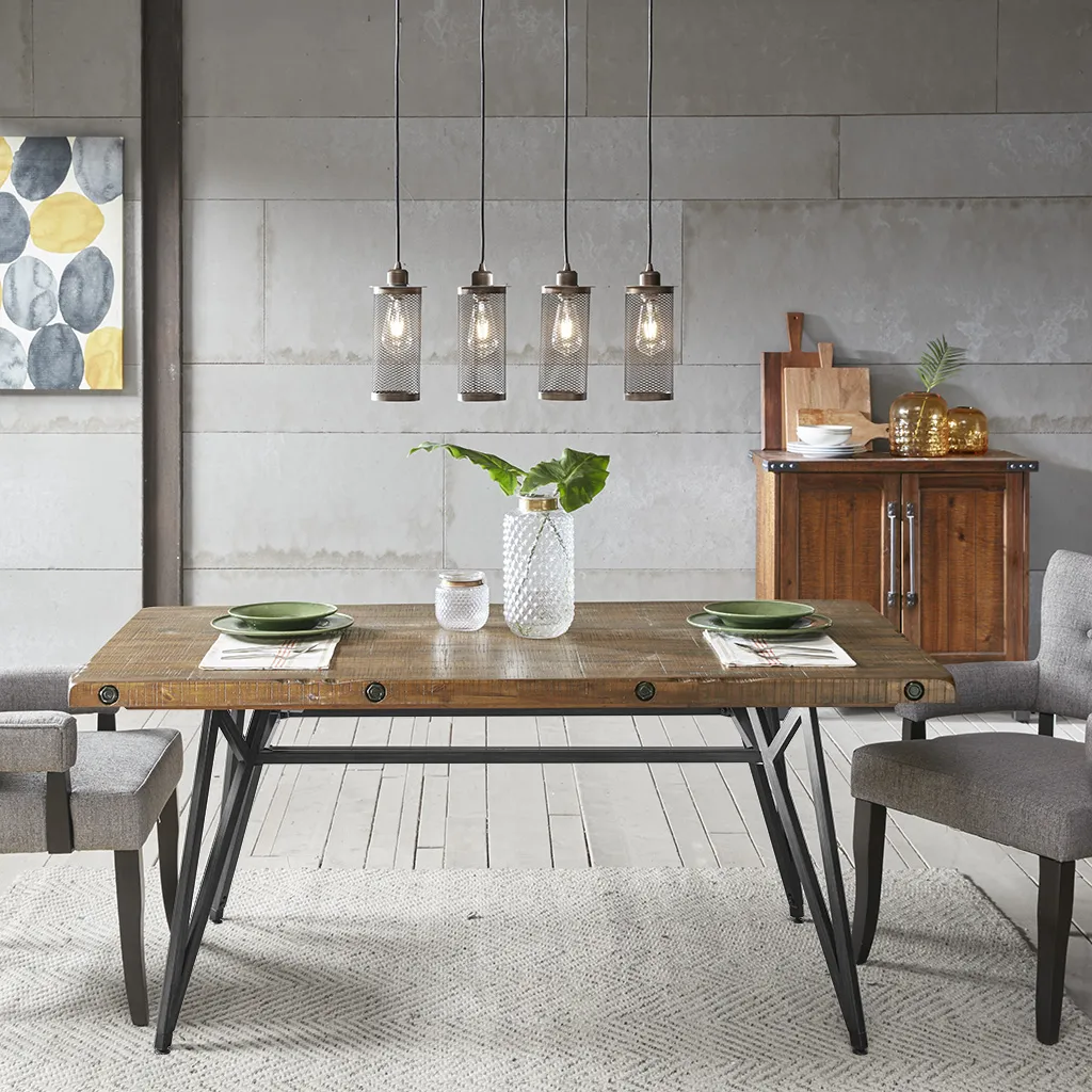 INK+IVY Trestle Reclaimed Brown/ Gun Metal Dining/ Gathering Table