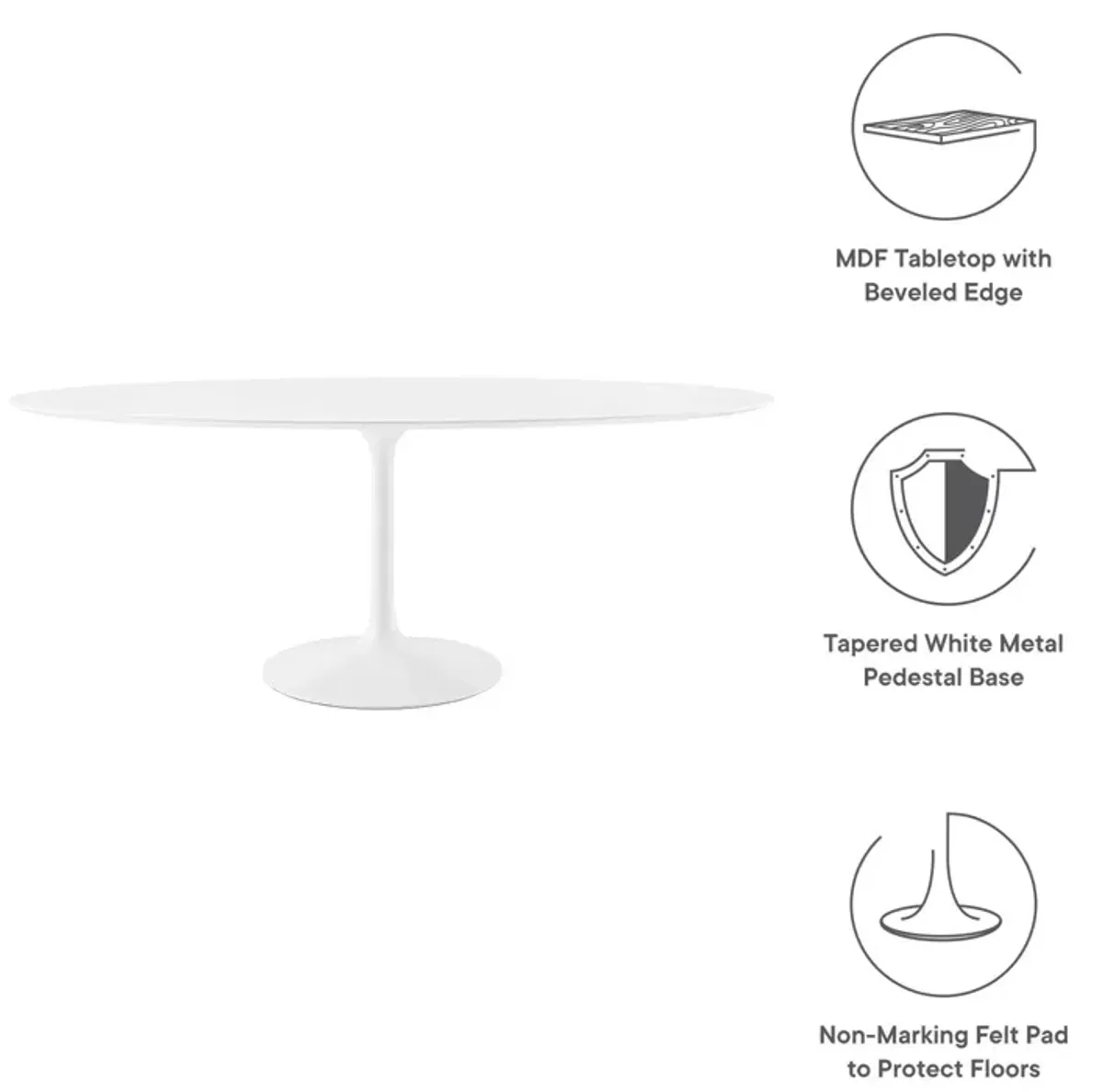 Lippa 78" Oval Wood Top Dining Table