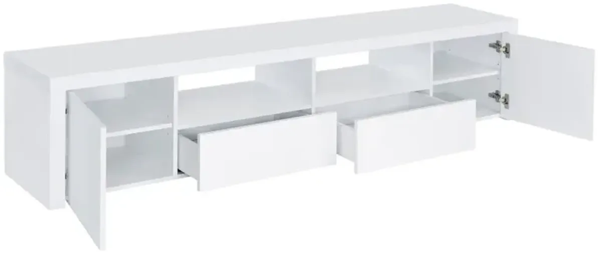 Jude 2-door 79" TV Stand With Drawers White High Gloss