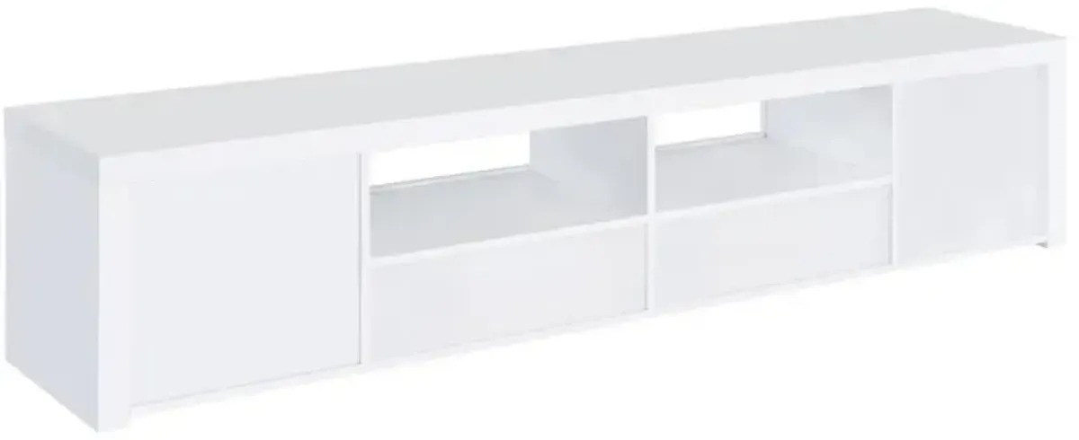 Jude 2-door 79" TV Stand With Drawers White High Gloss