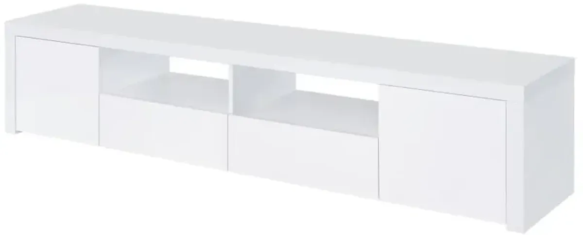 Jude 2-door 79" TV Stand With Drawers White High Gloss