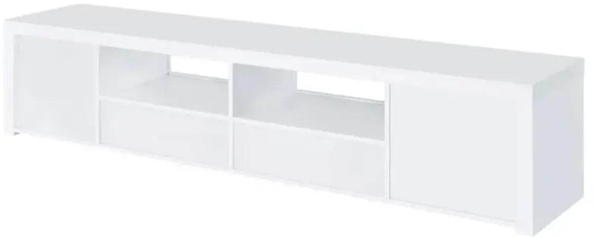 Jude 2-door 79" TV Stand With Drawers White High Gloss