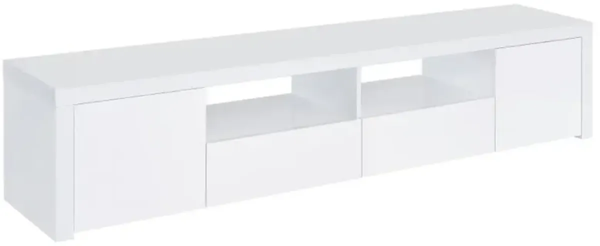 Jude 2-door 79" TV Stand With Drawers White High Gloss