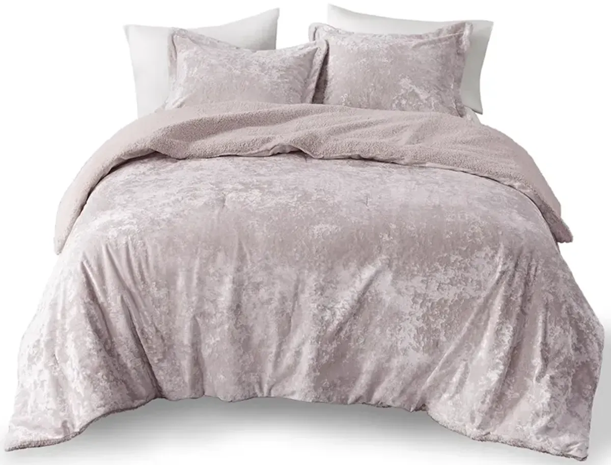 Mira Crushed Velvet Sherpa Reversible Comforter Set