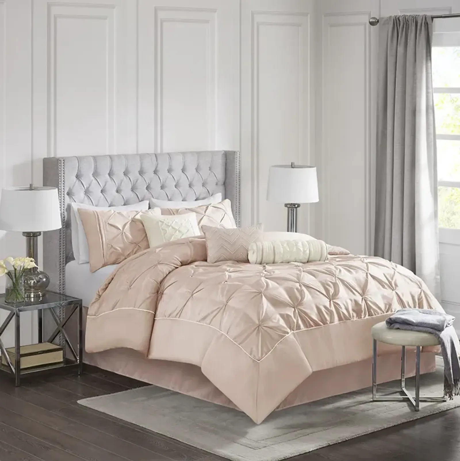 Madison Park Laurel Blush 7 Piece Tufted Comforter Set