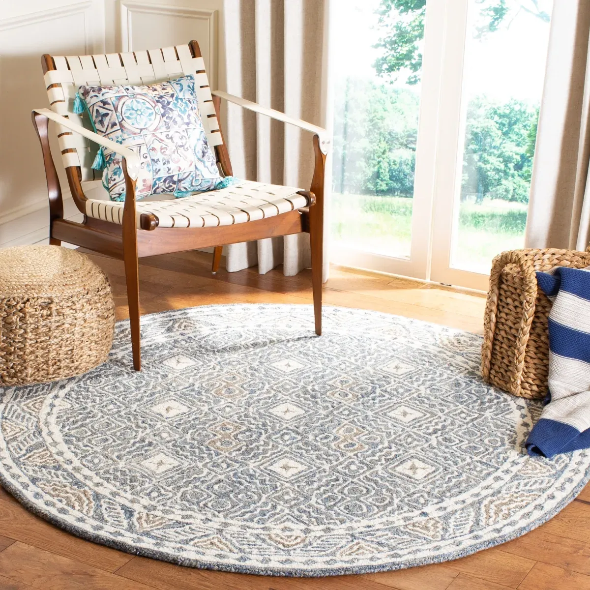 MICRO-LOOP 803 BLUE  3' x 3' Round Round Rug