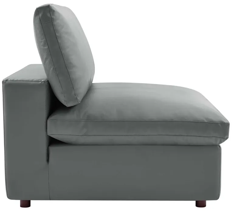 Commix Down Filled Overstuffed Vegan Leather Armless Chair