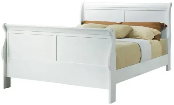 Louis Philippe Queen Sleigh Panel Bed White