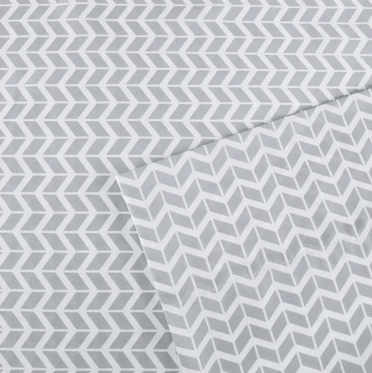 Intelligent Design Chevron Grey Printed Microfiber Sheet Set