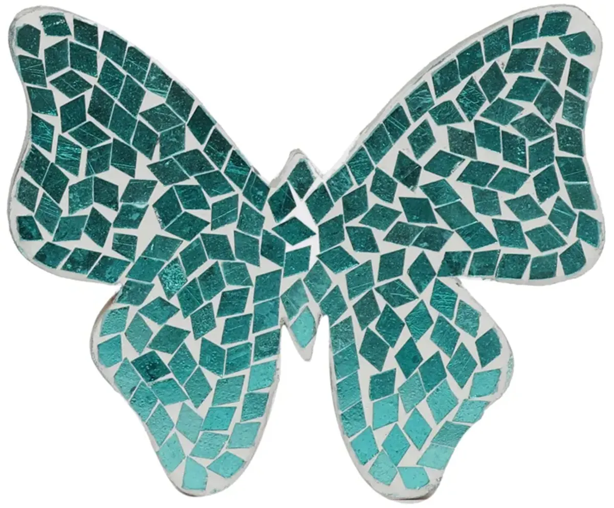 6" Mosaic Butterfly, Aqua