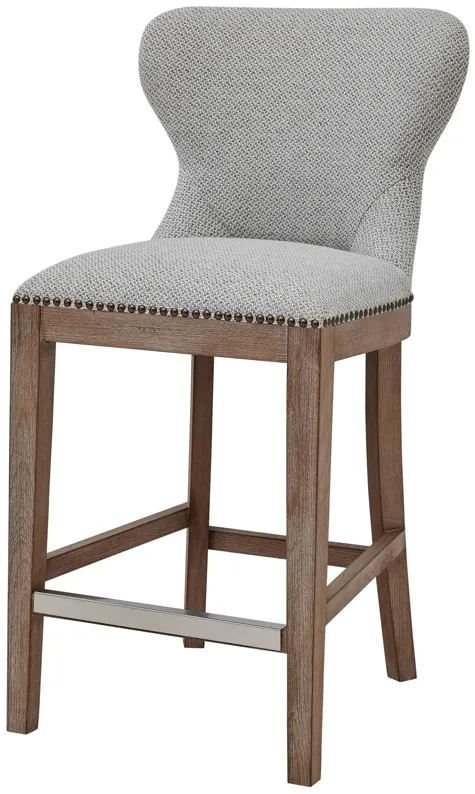 Dorsey Fabric Counter Stool Drift Wood Legs, Cardiff Gray